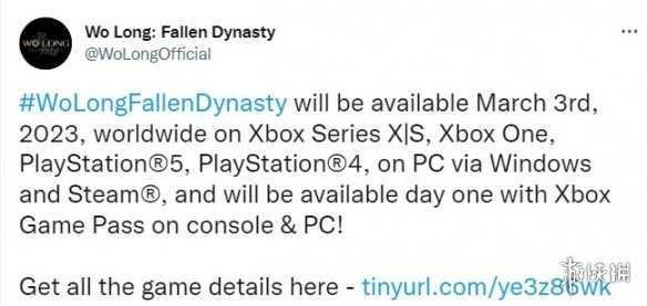 《卧龙:苍天陨落》发售日官宣!2023年3月3号推出!