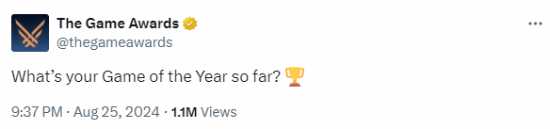 TGA询问玩家心中年度最佳游戏:《黑神话》呼声最高